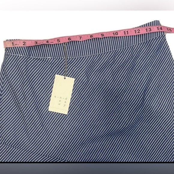A New Day Skirt  Blue White Stripe Asymmetrical Ruffle Cotton High Waist… - Picture 4 of 11